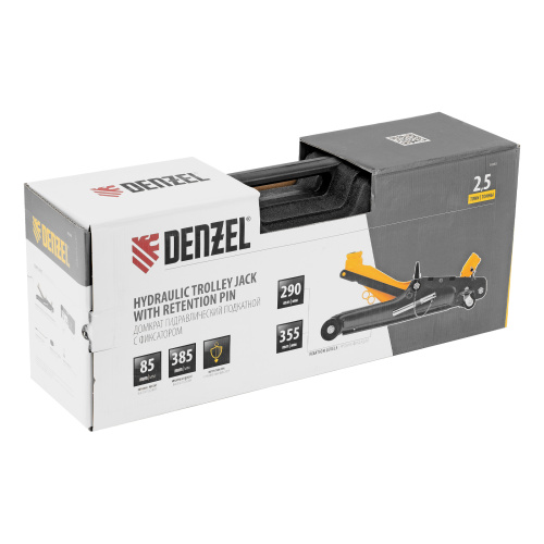 Домкрат гидравлический подкатной с фиксатором, 2,5 т,  85-385 мм, в пласт. кейсе Denzel по ценам производителя в Челябинске с доставкой по всей России