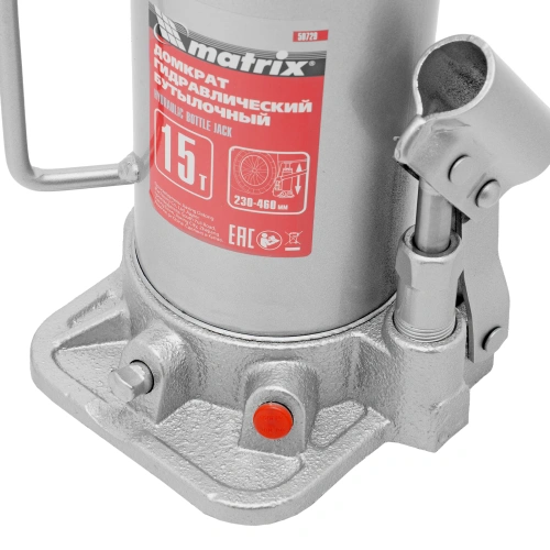 Домкрат гидравлический бутылочный, 15 т, высота подъема 230-460 мм Matrix по ценам производителя в Челябинске с доставкой по всей России