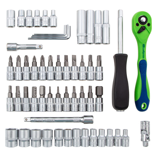 Набор инструментов 56 предметов, CrV, 1/4" Сибртех по ценам производителя в Челябинске с доставкой по всей России