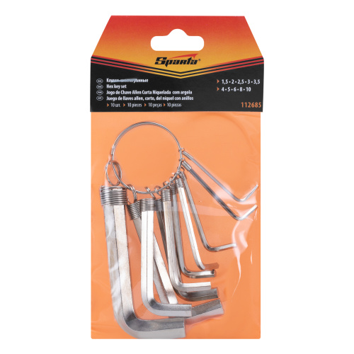 Набор ключей имбусовых HEX, 1.5-10 мм, CrV, 10 шт, никелированный, на кольце Sparta по ценам производителя в Челябинске с доставкой по всей России
