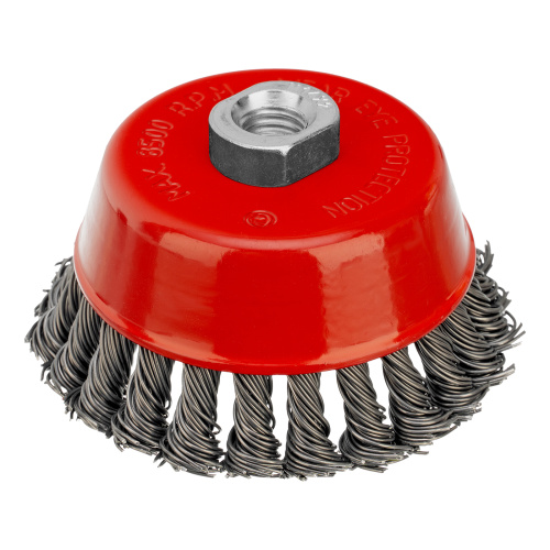 Щетка для УШМ, 100 мм, М14, "чашка", крученая проволока 0.8 мм Matrix по ценам производителя в Челябинске с доставкой по всей России