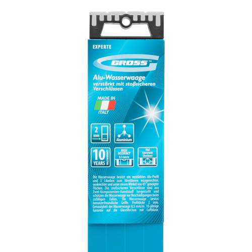 Уровень алюминиевый, 2000 мм, усиленный с ударопрочными заглушками, рукоятки, 3 глазка Gross по ценам производителя в Челябинске с доставкой по всей России