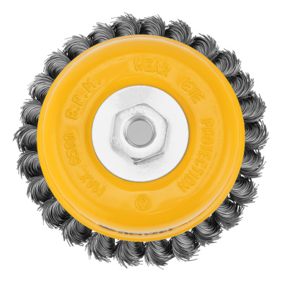 Щетка для УШМ, 125 мм, "Чашка", крученая нержавеющая проволока 0.5 мм, М14 Denzel по ценам производителя в Челябинске с доставкой по всей России