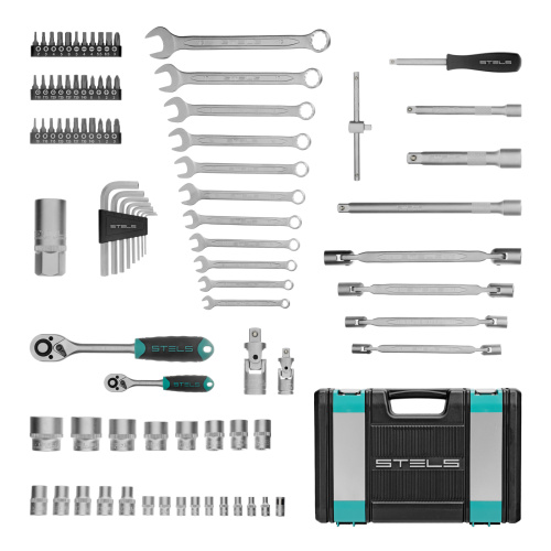 Набор инструментов, 1/2", 1/4", CrV, пластиковый кейс 88 предметов Stels по ценам производителя в Челябинске с доставкой по всей России