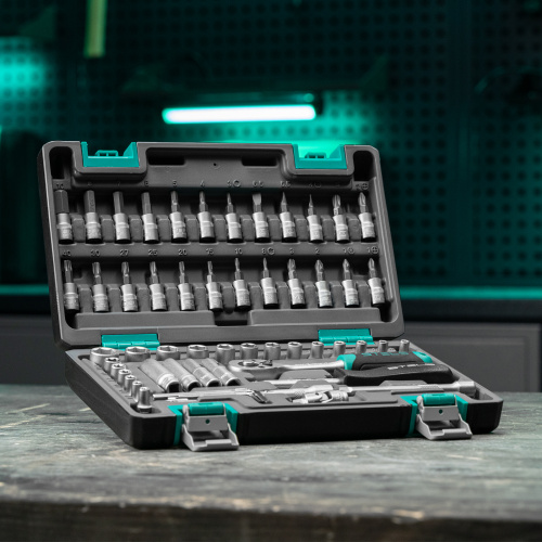 Набор инструментов, 1/4", CrV, пластиковый кейс 57 предметов Stels по ценам производителя в Челябинске с доставкой по всей России