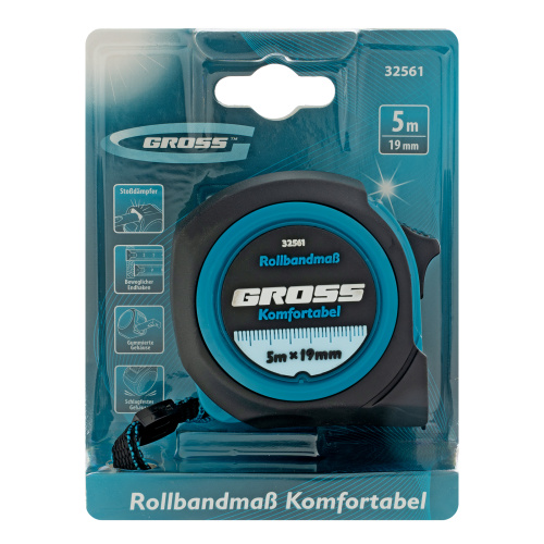 Рулетка Komfortabel 5 м х 19 мм,обрезиненный корпус Gross по ценам производителя в Челябинске с доставкой по всей России