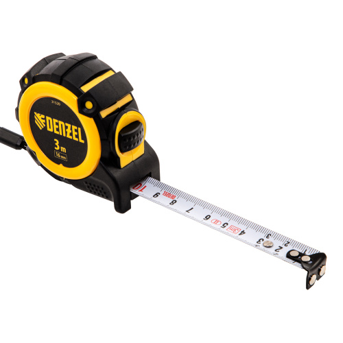 Рулетка 3м х 16мм, автоматич. фиксац., нейлон. покрытие, магнит. зацеп, двухстор. разметка Denzel по ценам производителя в Челябинске с доставкой по всей России