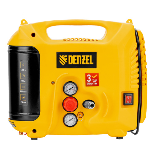 Компрессор воздушный DL1300, 10 бар, 1,3 кВт 180 л/мин 5 л, с набором аксессуаров Denzel по ценам производителя в Челябинске с доставкой по всей России