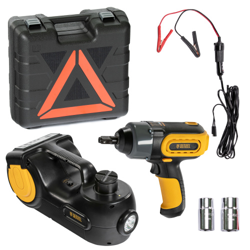 Домкрат электрогидравлический «3 в 1» (1,5 т), 12В, с гайковертом электрическим, в наборе  Denzel по ценам производителя в Челябинске с доставкой по всей России