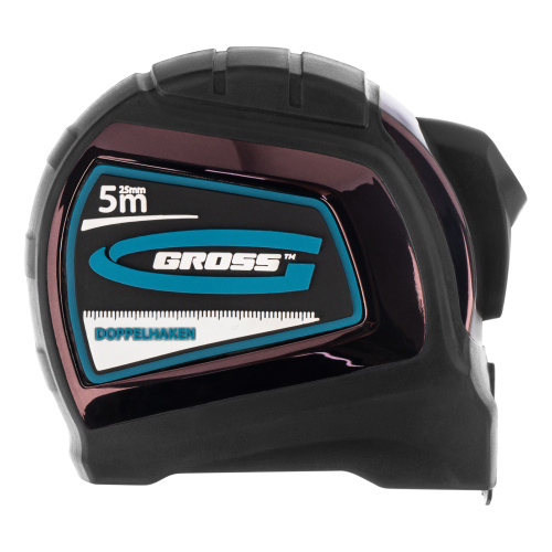 Рулетка "Doppelhaken",5 м x 25 мм,двухсторонний зацеп,Нейлон,двусторонняя шкала,автоматическая фиксация Gross по ценам производителя в Челябинске с доставкой по всей России