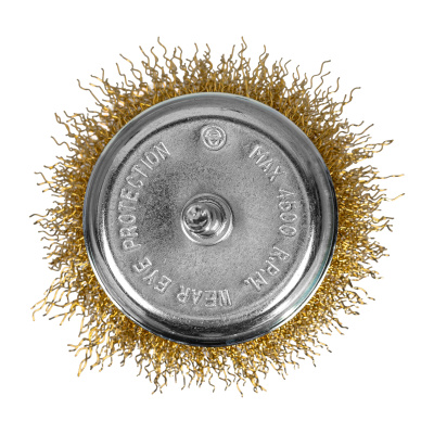 Щетка для дрели, 75 мм, "чашка" со шпилькой, латунированная витая проволока Matrix по ценам производителя в Челябинске с доставкой по всей России