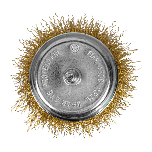 Щетка для дрели, 75 мм, "чашка" со шпилькой, латунированная витая проволока Matrix по ценам производителя в Челябинске с доставкой по всей России