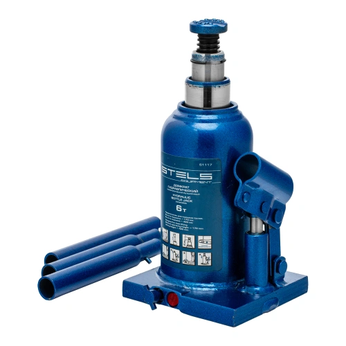 Домкрат гидравлический бутылочный телескопический, 6 т, H подъема 170-420 мм Stels по ценам производителя в Челябинске с доставкой по всей России