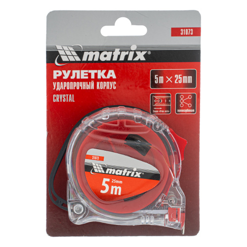 Рулетка Crystal,5 м х 25 мм,корпус из поликарбоната Matrix по ценам производителя в Челябинске с доставкой по всей России