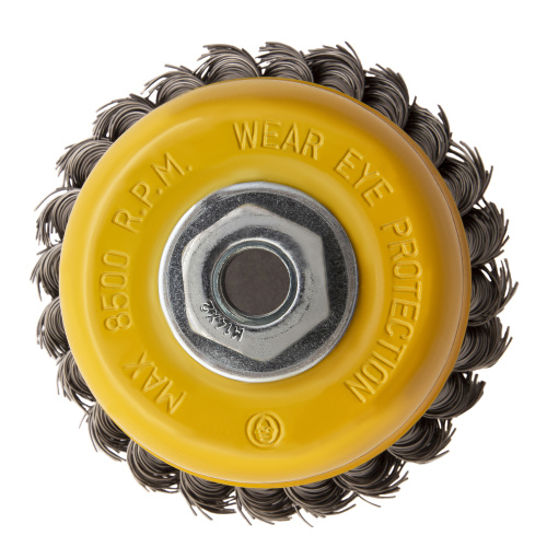 Щетка для УШМ, 100 мм, "Чашка", крученая нержавеющая проволока 0.5 мм, М14 Denzel по ценам производителя в Челябинске с доставкой по всей России