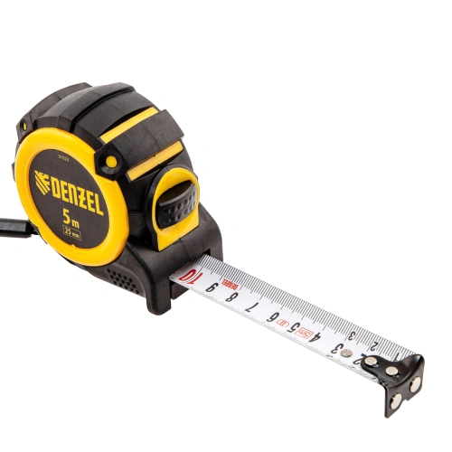 Рулетка 5м х 25мм, автоматич. фиксац., нейлон. покрытие, магнит. зацеп, двухстор. разметка Denzel по ценам производителя в Челябинске с доставкой по всей России