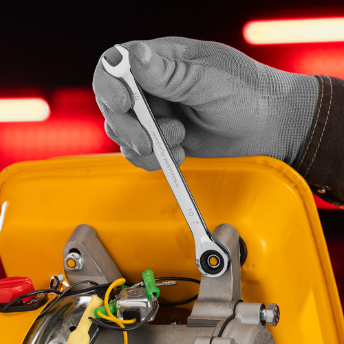 Ключ комбинированный трещоточный, 10 мм, CrV, зеркальный хром Matrix Professional по ценам производителя в Челябинске с доставкой по всей России