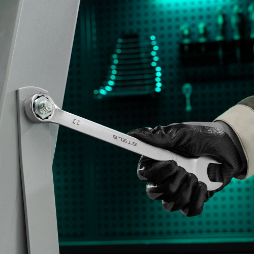 Ключ комбинированный, 22 мм, CrV, матовый хром Stels по ценам производителя в Челябинске с доставкой по всей России