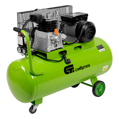 Компрессор воздушный КР-2200/100, 2.2 кВт, 350 л/мин, 100 л, ременной привод, масляный Сибртех по ценам производителя в Челябинске с доставкой по всей России