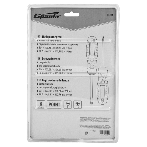 Набор отверток "Point", CrV, двухкомпонентные рукоятки, 6 шт, Sparta по ценам производителя в Челябинске с доставкой по всей России