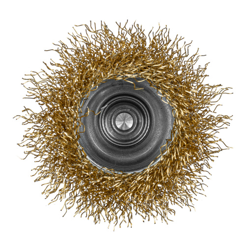 Щетка для дрели, 50 мм, "чашка" со шпилькой, латунированная витая проволока Matrix по ценам производителя в Челябинске с доставкой по всей России