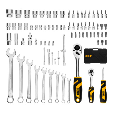 Набор инструментов, 1/2", 1/4", CrV, S2, пластиковый кейс, 82 предмета Denzel по ценам производителя в Челябинске с доставкой по всей России
