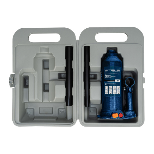 Домкрат гидравлический бутылочный, 3 т, h подъема 188-363 мм, в пластиковом кейсе Stels по ценам производителя в Челябинске с доставкой по всей России