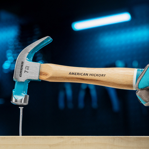 Молоток-гвоздодер, 200 г, угол 45, магнит, обрезиненная рукоятка American hickory GROSS по ценам производителя в Челябинске с доставкой по всей России