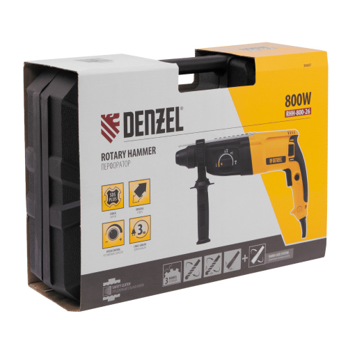 Перфоратор электрический RHH-800-26, SDS-plus, 800 Вт, 3 Дж, 3 плюс 1 реж. Denzel по ценам производителя в Челябинске с доставкой по всей России