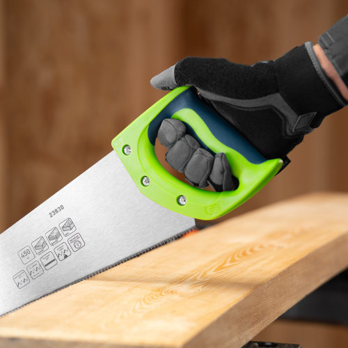 Ножовка по дереву"Зубец" для точных пильных работ, 450 мм, каленый зуб 2D, 14 TPI, двухкомпонентная рукоятка Сибртех по ценам производителя в Челябинске с доставкой по всей России