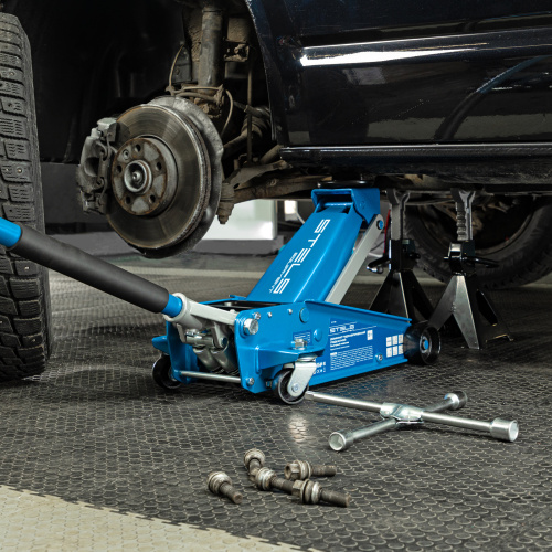 Домкрат гидравлический подкатной, 3 т, 120-450 мм, быстрый подъем, проф. Stels по ценам производителя в Челябинске с доставкой по всей России