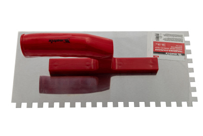 Гладилка из нержавеющей стали, 280 х 130 мм, зеркальная полировка, пластмассовая ручка, зуб 8 х 8 мм Matrix по ценам производителя в Челябинске с доставкой по всей России