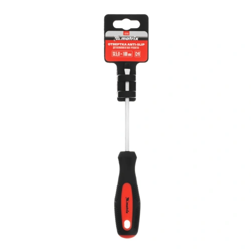 Отвертка Anti-Slip, SL5 х 100 мм, CrV, двухкомпонентная рукоятка Matrix по ценам производителя в Челябинске с доставкой по всей России