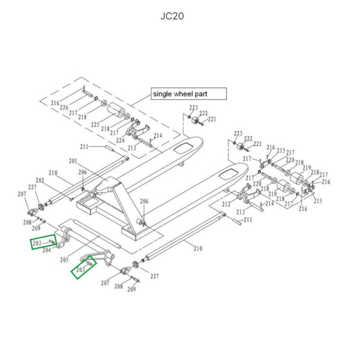 Ось крепления углового рычага к опорной площадке для гидравлических тележек DF25 по ценам производителя в Челябинске с доставкой по всей России