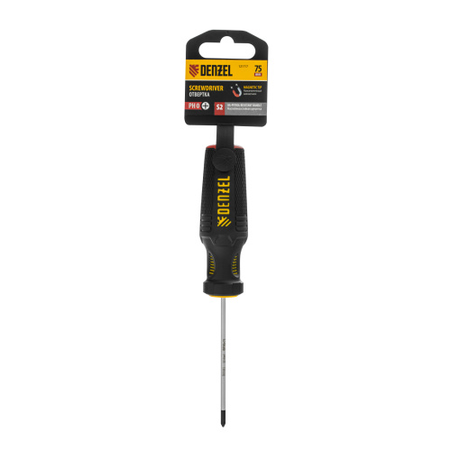 Отвертка, PH0х75 мм, S2, 3к рукоятка Denzel по ценам производителя в Челябинске с доставкой по всей России