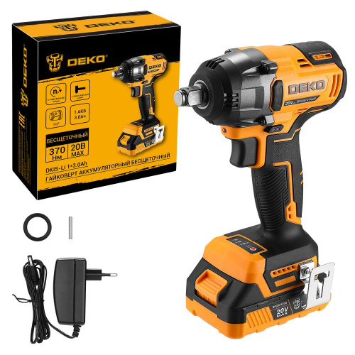 Гайковерт аккумуляторный бесщеточный DEKO DKIS-Li, 20В, 1*3.0Ач, 370 Нм по ценам производителя в Челябинске с доставкой по всей России