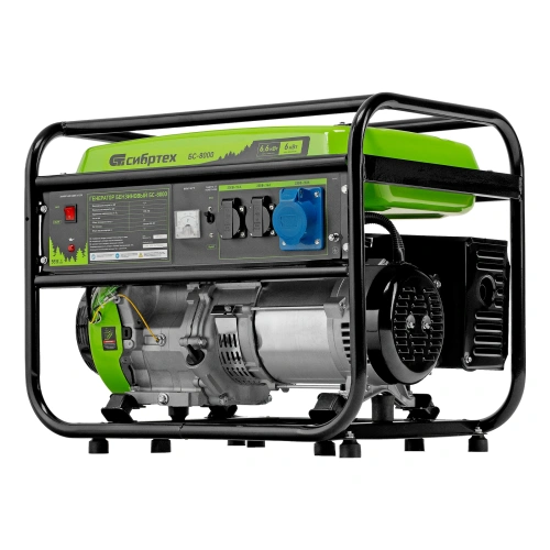 Генератор бензиновый БС-8000, 6,6 кВт, 230В, четырехтактный, 25 л, ручной стартер Сибртех по ценам производителя в Челябинске с доставкой по всей России