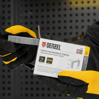 Скобы 21GA для пнев. степл., 16мм, шир. - 0,95мм, тол. - 0,6мм, шир. скобы - 12,8мм, 5000шт Denzel по ценам производителя в Челябинске с доставкой по всей России