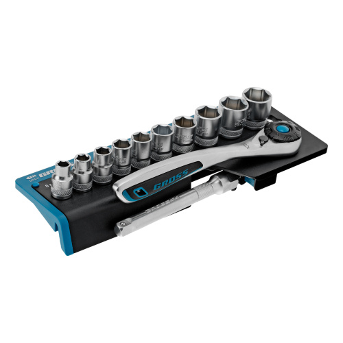 Набор торцевых головок, трещотка 120 зубьев, 3/8", CrV, 12 предметов Gross по ценам производителя в Челябинске с доставкой по всей России