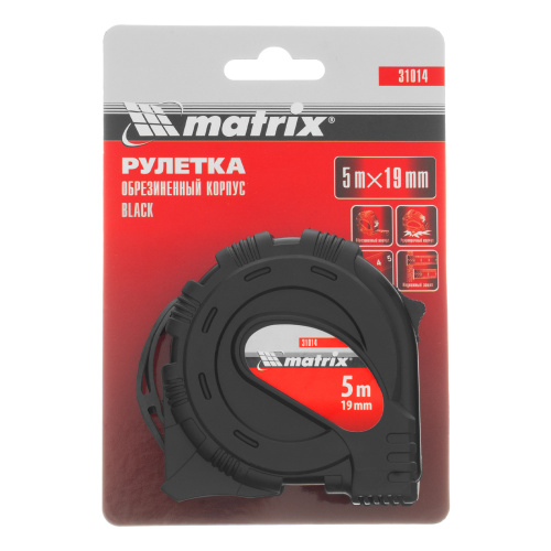 Рулетка Black,5 м х 19 мм,обрезиненный корпус Matrix по ценам производителя в Челябинске с доставкой по всей России