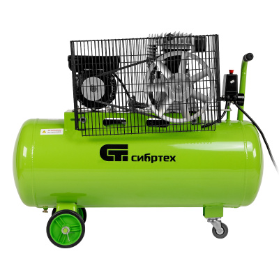 Компрессор воздушный КР-2200/100, 2.2 кВт, 350 л/мин, 100 л, ременной привод, масляный Сибртех по ценам производителя в Челябинске с доставкой по всей России