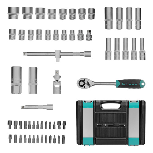 Набор инструментов, 1/2", CrV, пластиковый кейс 60 предметов Stels по ценам производителя в Челябинске с доставкой по всей России