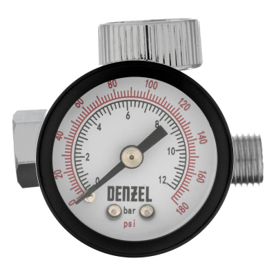 Регулятор давления с манометром для краскораспылителя K1500, 12 бар, 1/4" Denzel по ценам производителя в Челябинске с доставкой по всей России