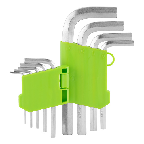 Набор ключей имбусовых HEX, 2-12 мм, 45x, закаленные, 9 шт, короткие, никель Сибртех по ценам производителя в Челябинске с доставкой по всей России