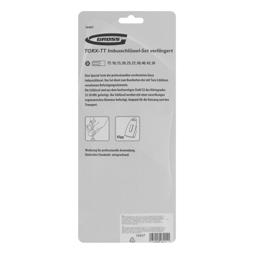 Набор ключей имбусовых Torx -TT, 9 шт: T10-T50, удлиненные, S2, сатинированные Gross по ценам производителя в Челябинске с доставкой по всей России