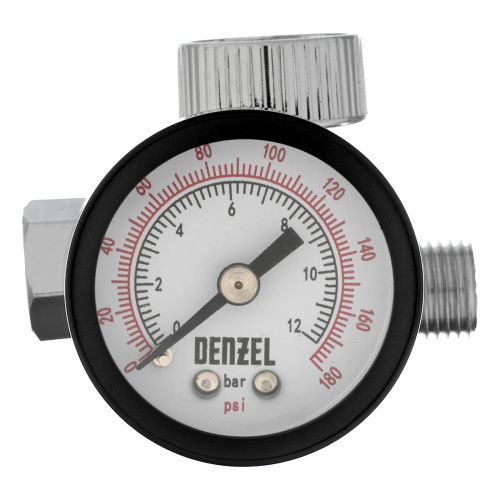 Регулятор давления с манометром для краскораспылителя K1500, 12 бар, 1/4" Denzel по ценам производителя в Челябинске с доставкой по всей России