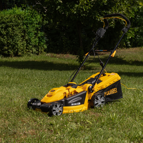 Газонокосилка электрическая GM-2000, 2000 Вт, ширина 43 см, 6 уровней, травосборник 45 л. Denzel по ценам производителя в Челябинске с доставкой по всей России