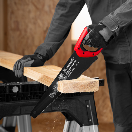 Ножовка по дереву, 400 мм, 7-8 TPI, зуб-3D, каленый зуб, тефлоновое покрытие полотна, двухкомпонентная рукоятка Matrix по ценам производителя в Челябинске с доставкой по всей России