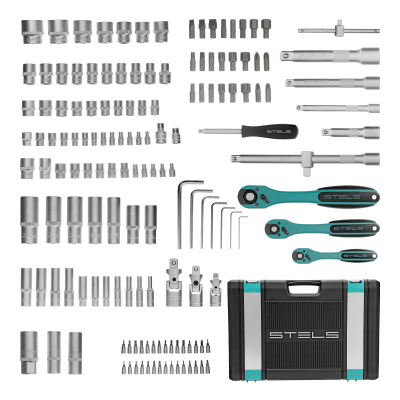 Набор инструментов, 1/4", 3/8", 1/2", Cr-V, S2, усиленный кейс, 151 предмет Stels по ценам производителя в Челябинске с доставкой по всей России