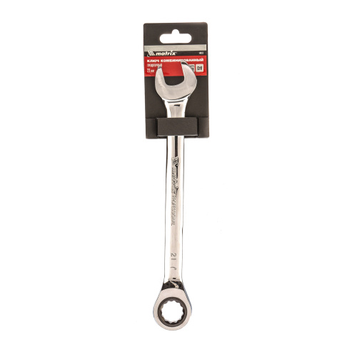 Ключ комбинированный трещоточный, 21 мм, CrV, зеркальный хром Matrix по ценам производителя в Челябинске с доставкой по всей России